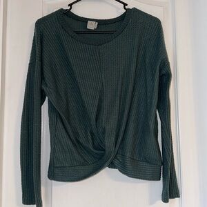 Paper Crane Green Twist Front Long-sleeve Top XS